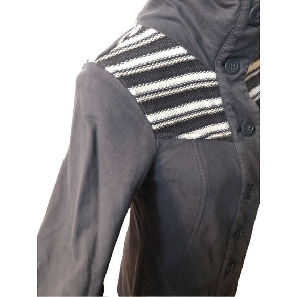 Prana Rowen Coat Knit Woven Button Up Pockets Long Jacket Gray XS - Picture 7 of 14